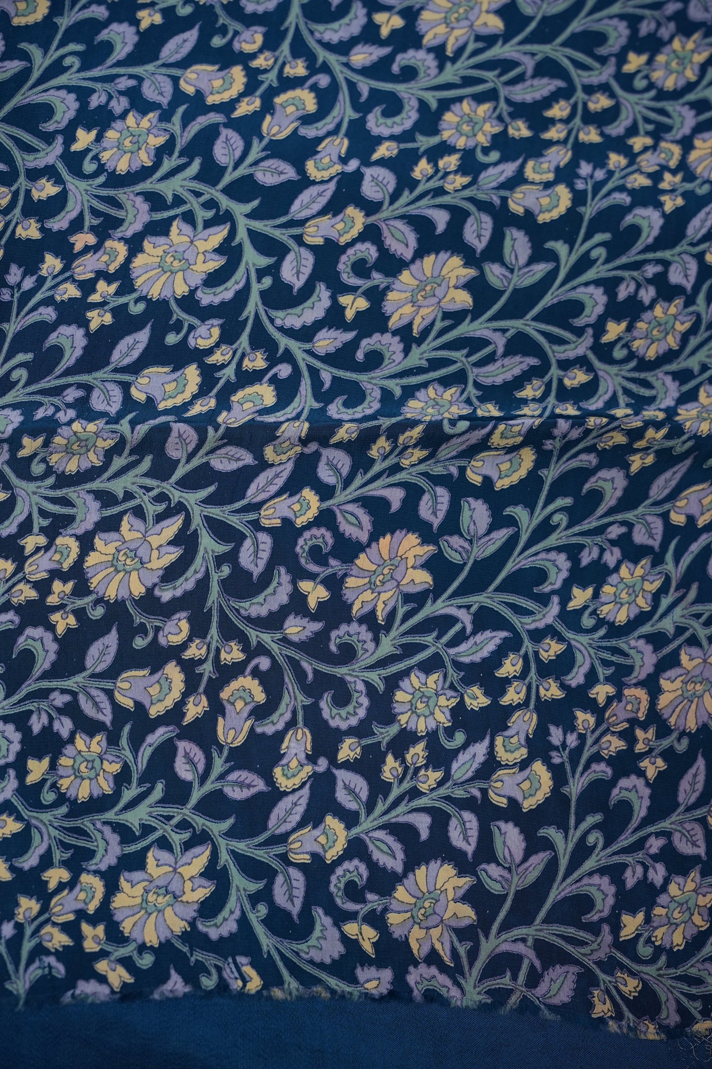 Crepe Silk Saree with Digital Kalamkari Print - Blue