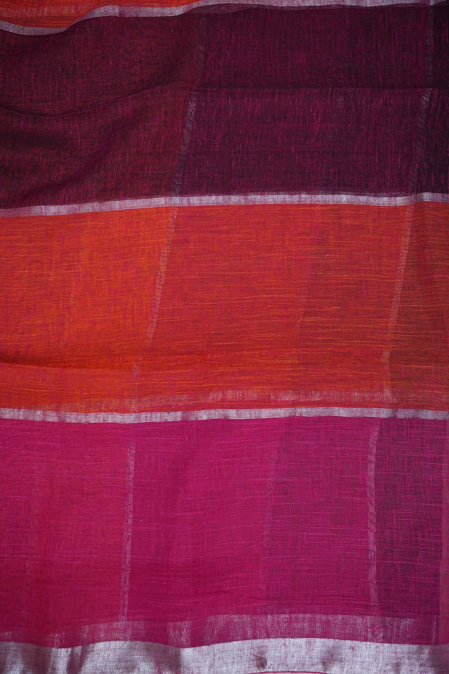 Premium Linen Silk Saree β Vibrant Colour Block Checks with Silver Zari Border