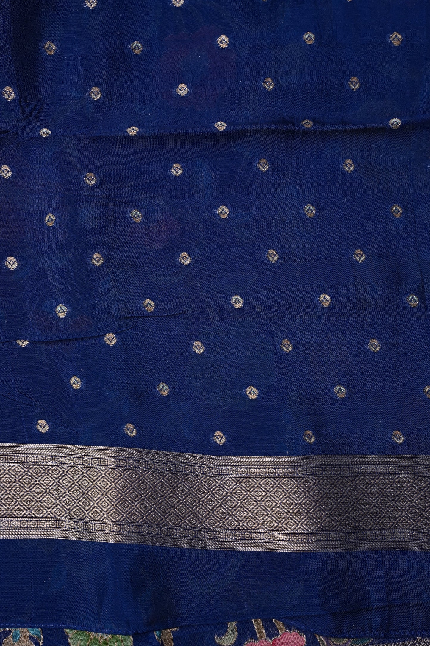 Tussar Banarasi Raw Silk Saree with Floral Paithani Weaves β Peacock Blue