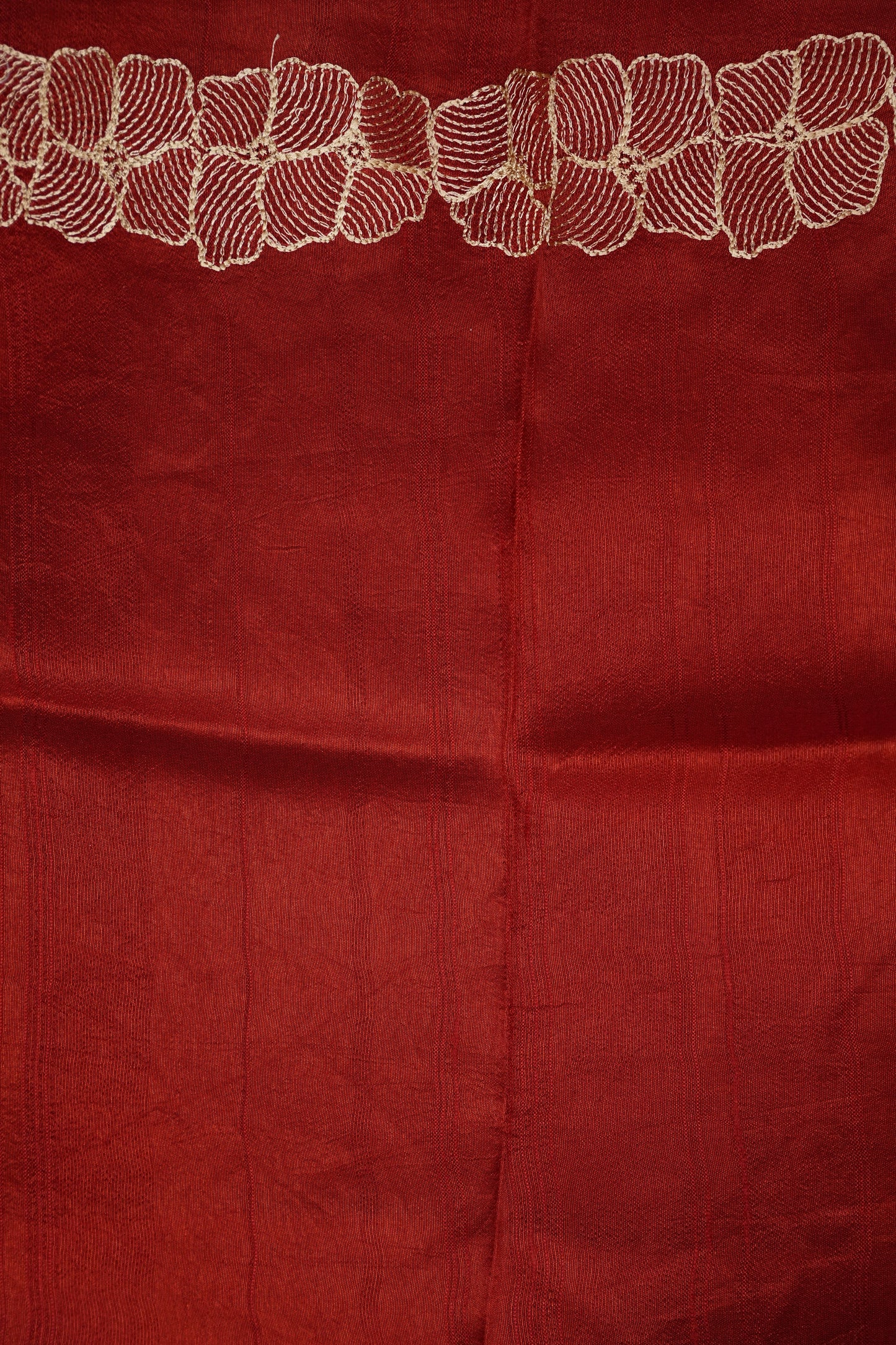 Tussar Banarasi Raw Silk Saree with Floral Zari Butta Weaving β Rust Orange