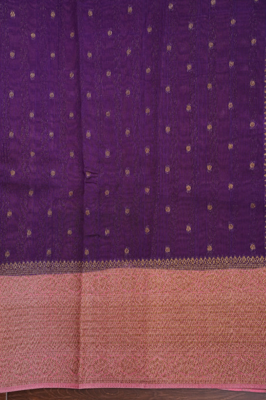 Tussar Banarasi Raw Silk Saree β Violet & Pink with Zari Border