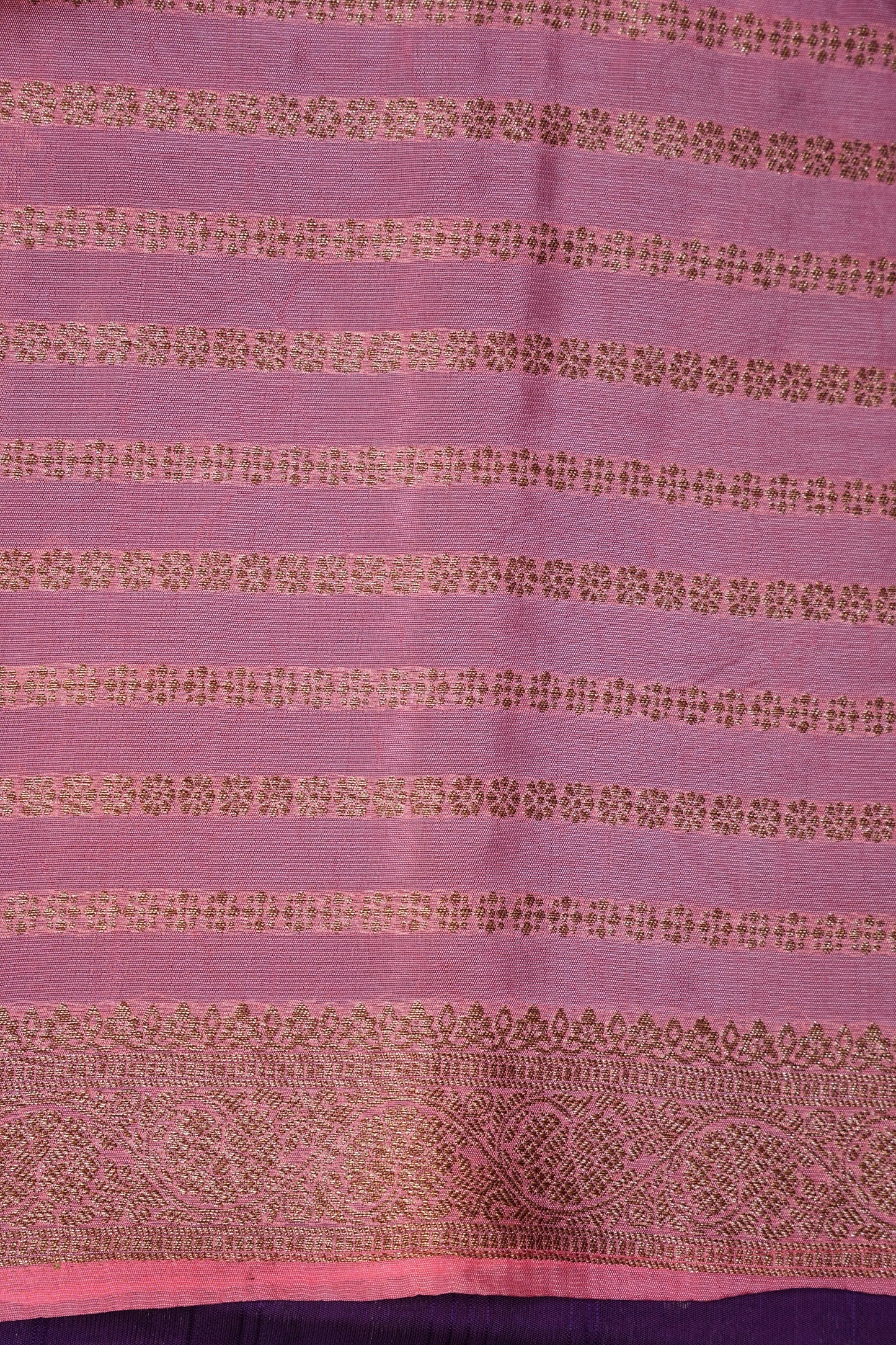 Tussar Banarasi Raw Silk Saree β Violet & Pink with Zari Border