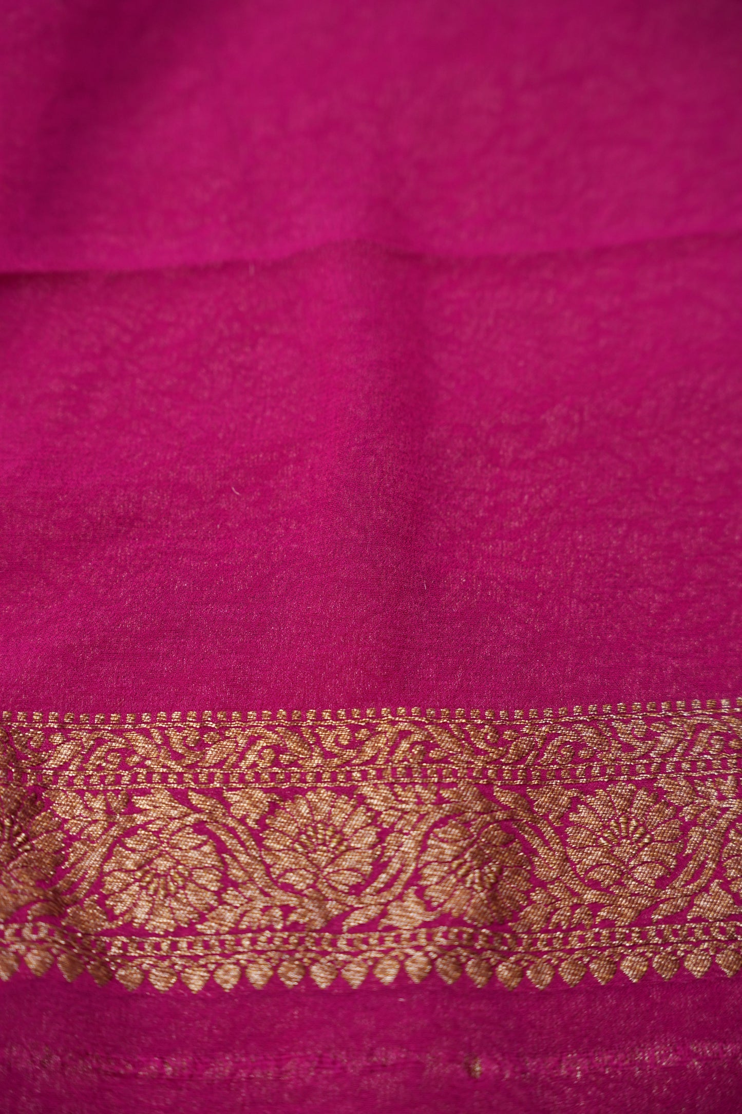 Pure Khadi Georgette Banarasi Saree - Deep Purple & Pink