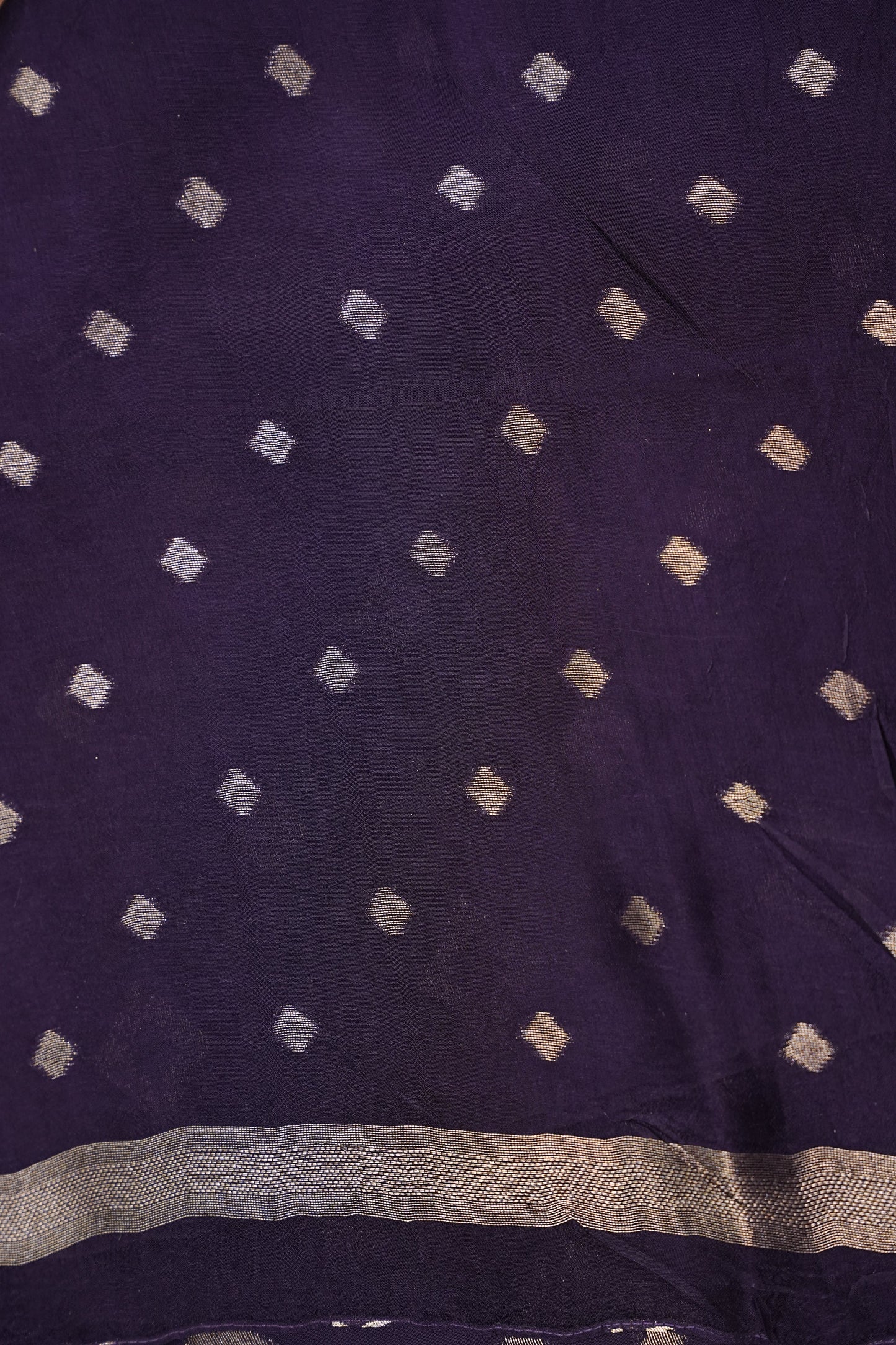Tussar Banarasi Raw Silk Saree with Geometric Silver Weaving β Deep Purple