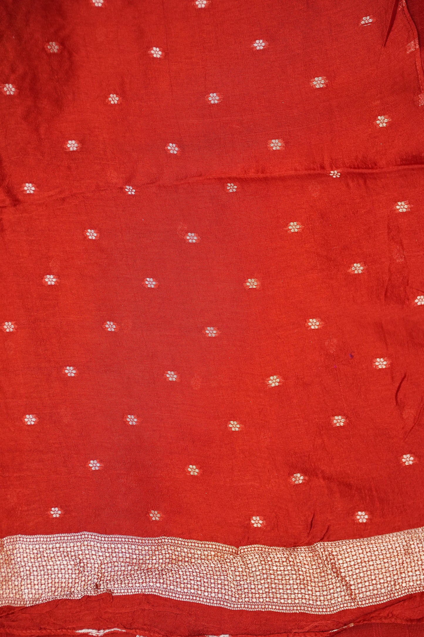 Tussar Banarasi Raw Silk Saree with Floral Paithani Weaves β Rust Orange