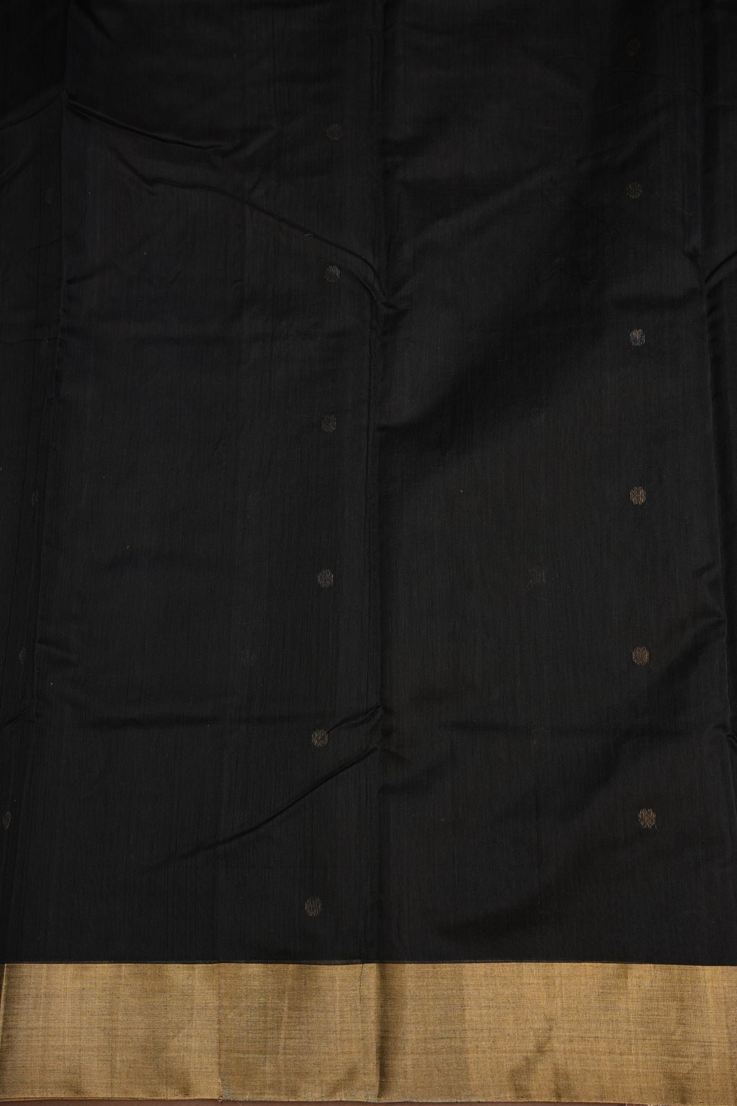 Pure Chanderi Silk Saree with Zari Buttas & Tissue Border - Black