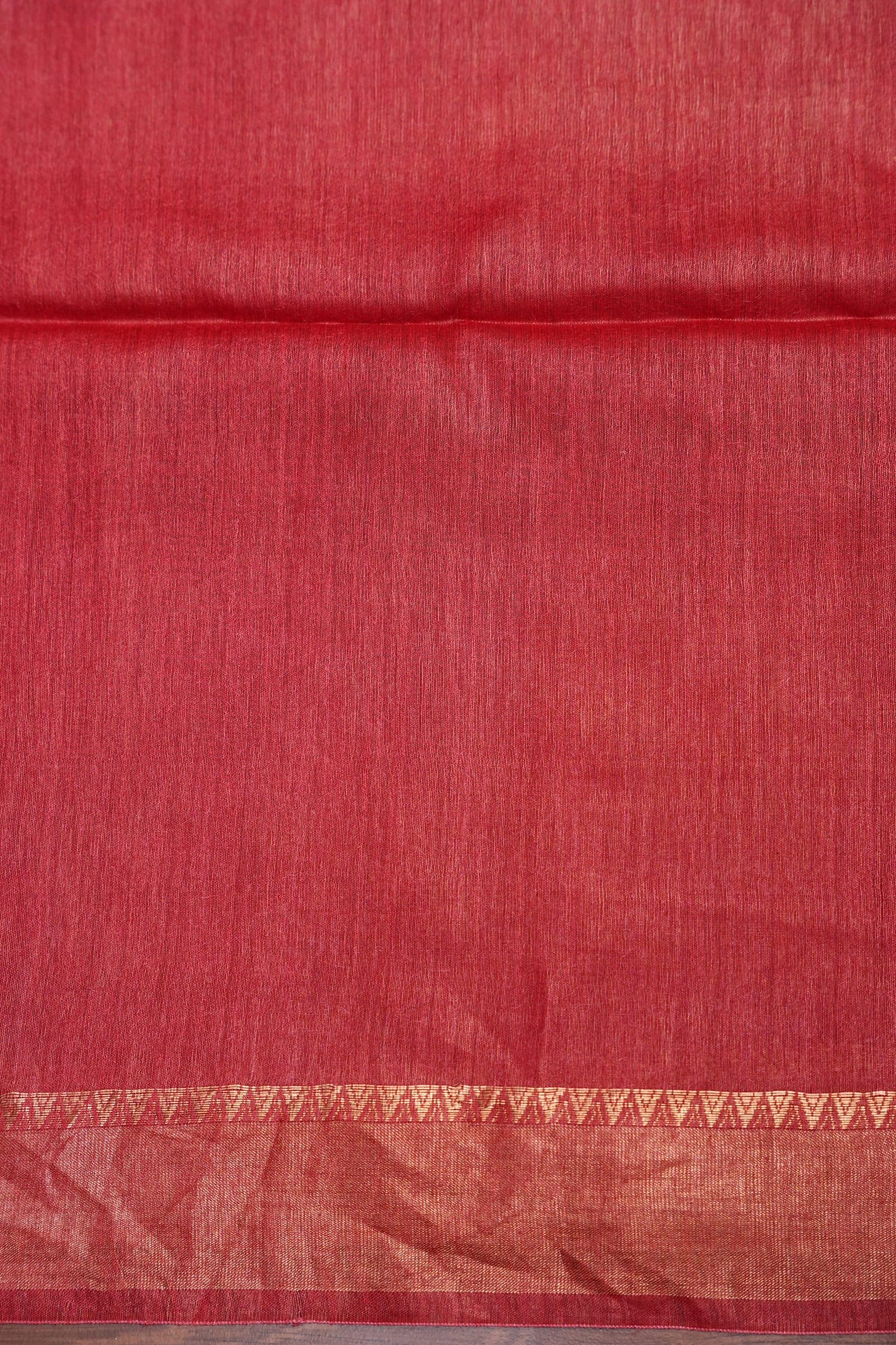 Plain Pure Tussar Silk Saree - Red