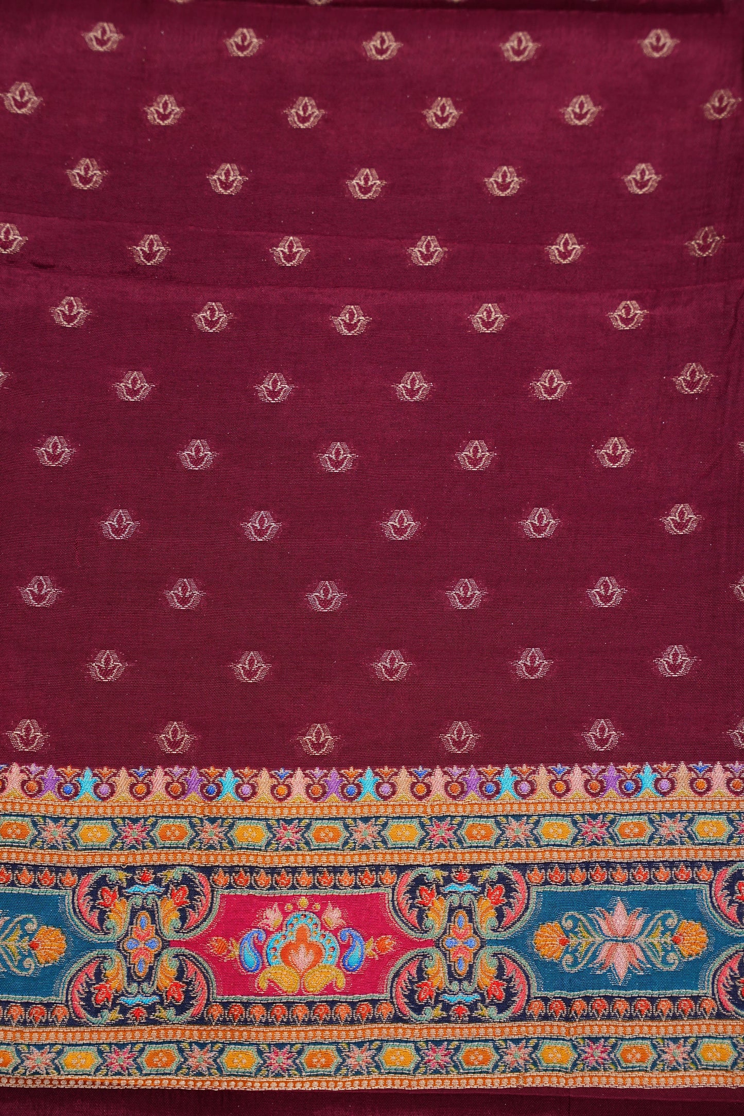 Kashmiri Pashmina Banarasi Story Telling Saree - Maroon