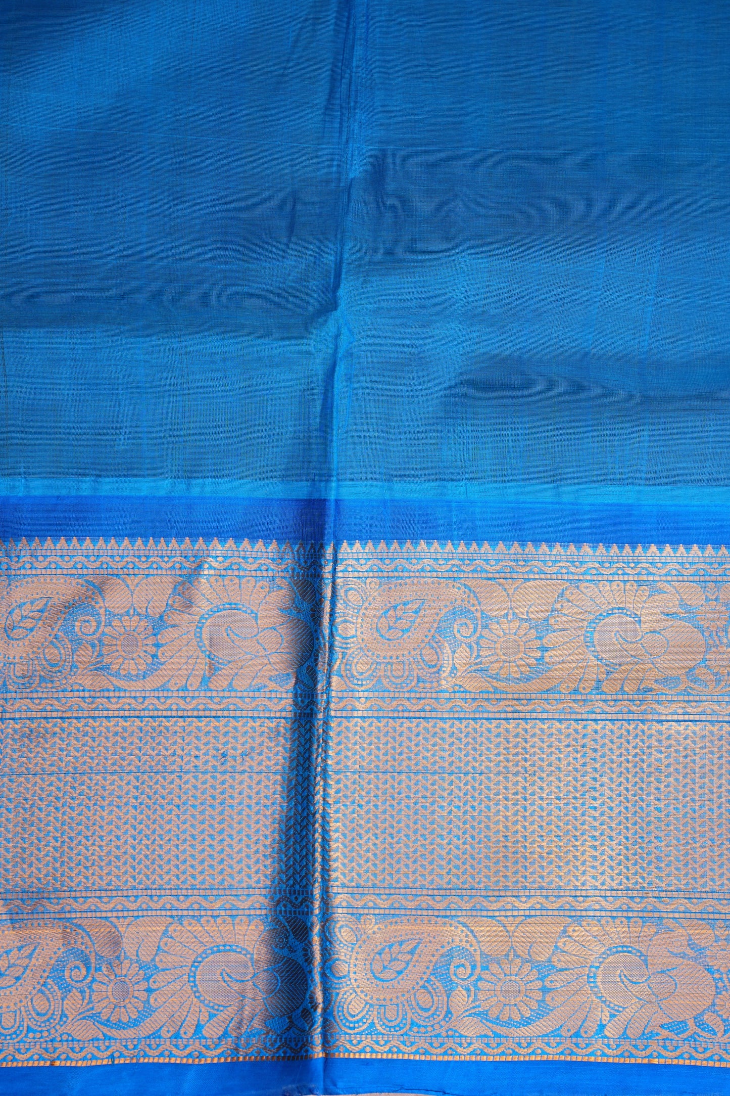 Pure Kuppadam Silk Cotton Saree - Wine with Copper Sulphate Blue
