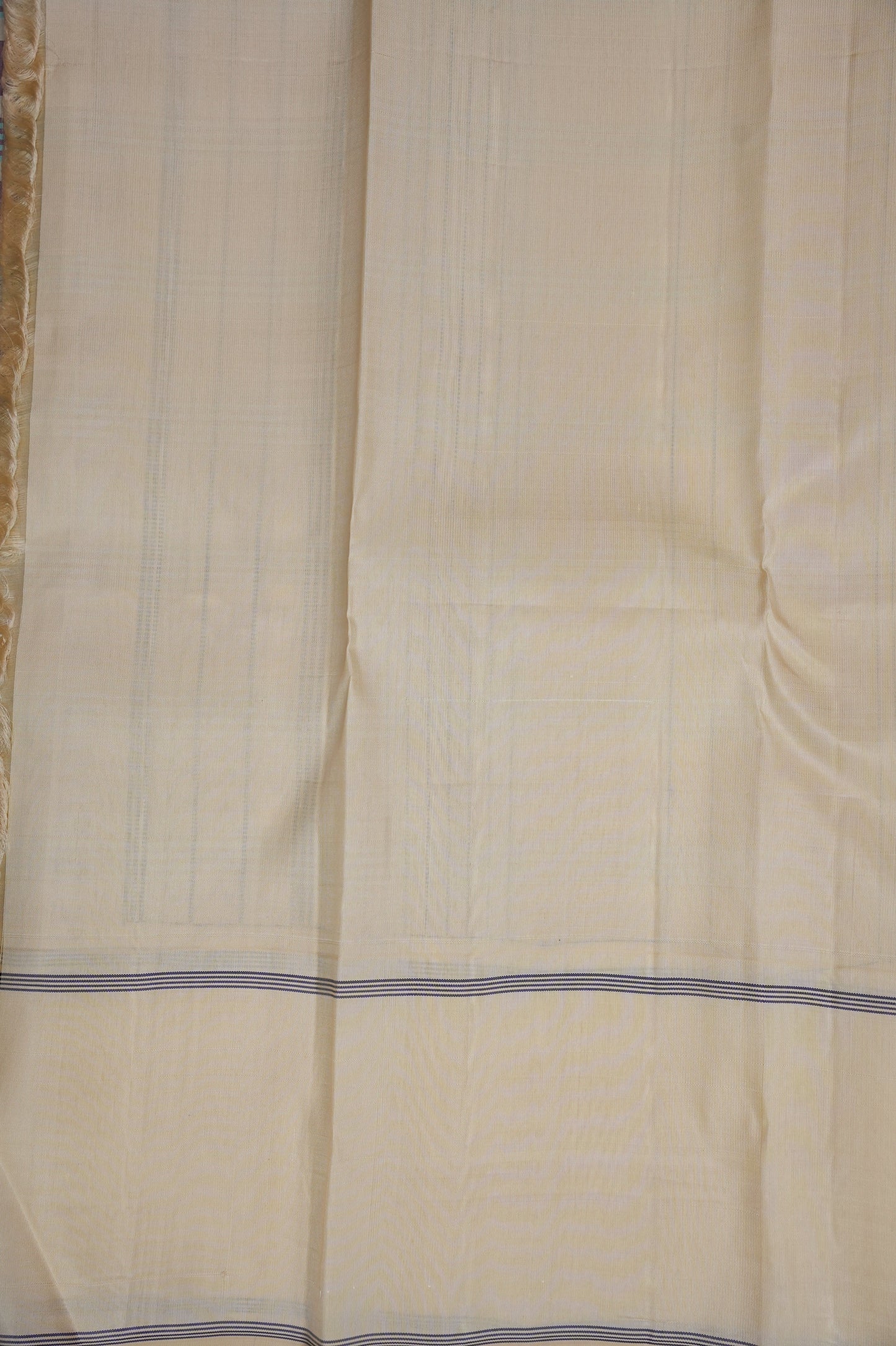 Purple Checks & Off-White Pure Kanchipuram Silk Saree | Silk Mark Certified