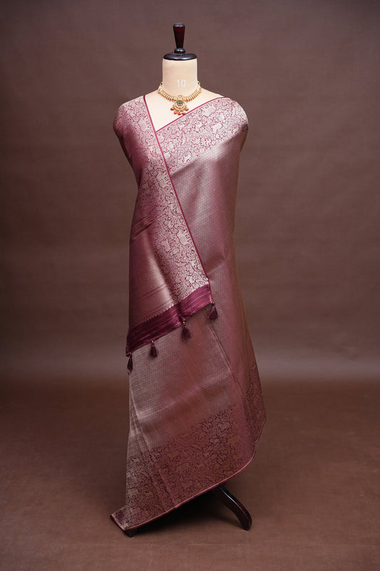 Shikargah Soft Banarasi Silk Saree–Wine