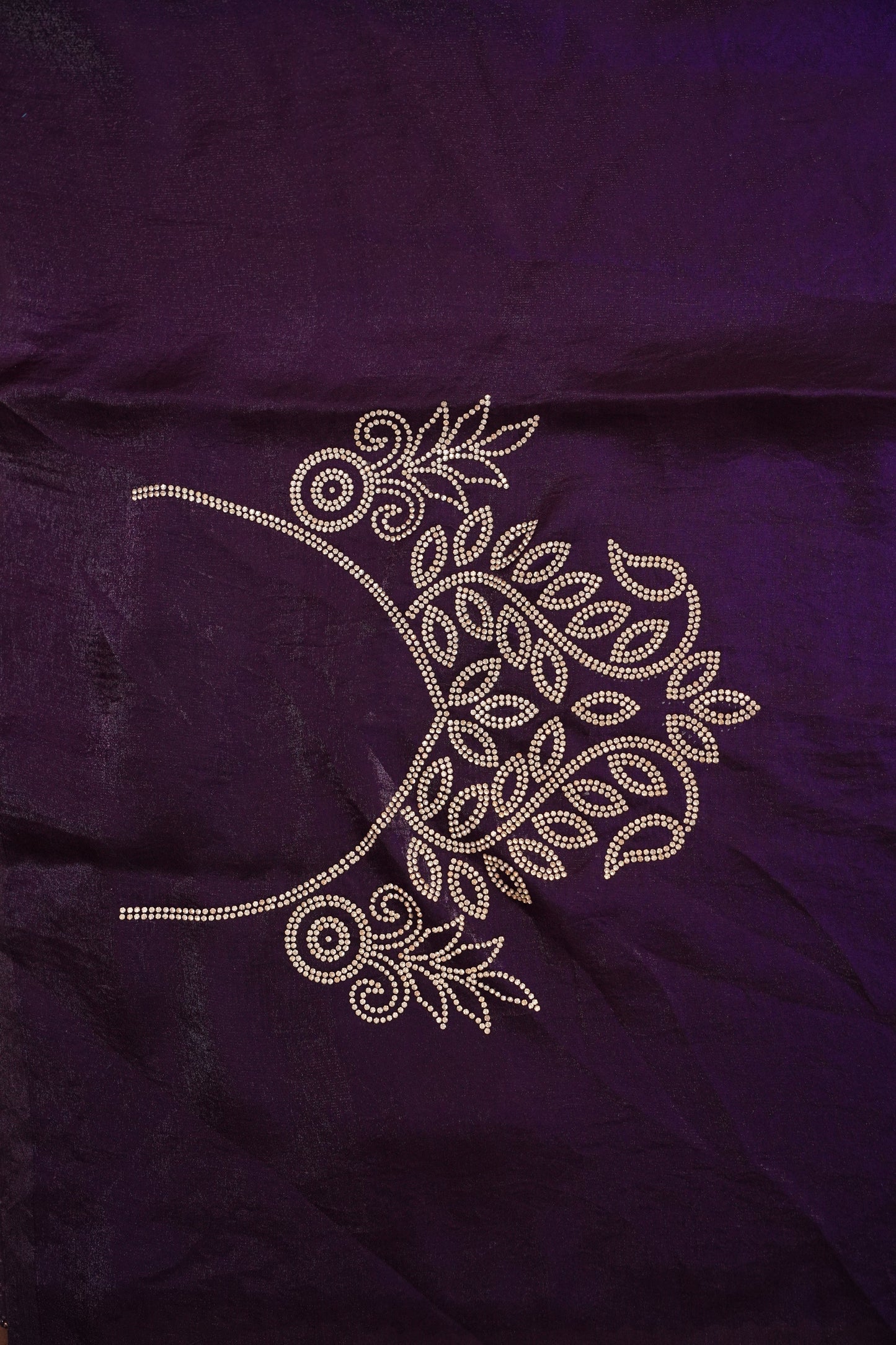 Royal Purple Party Wear Saree with Geometric Hand Embellished Border
