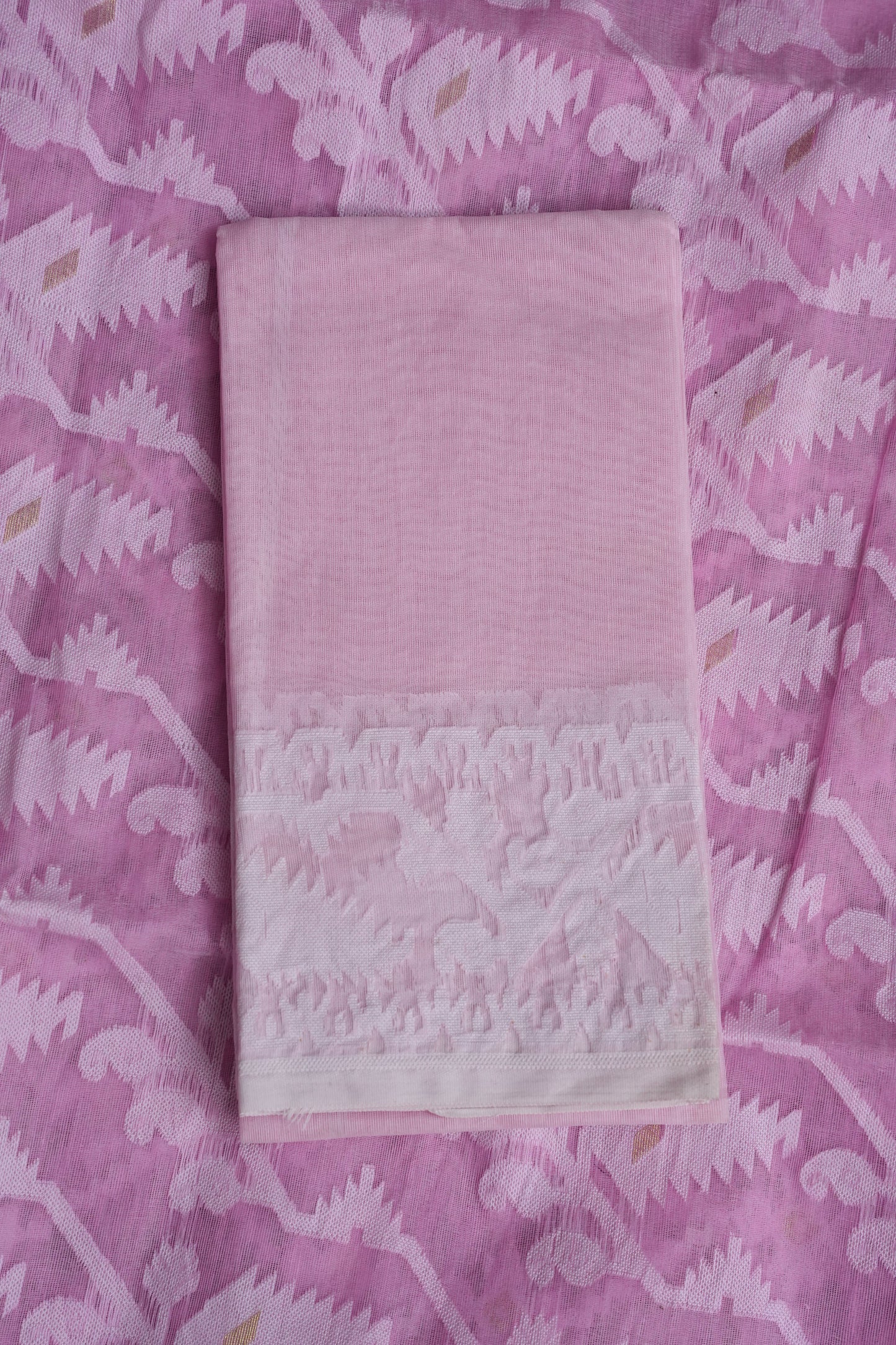 Handloom Jamdani Cotton Saree - Baby Pink