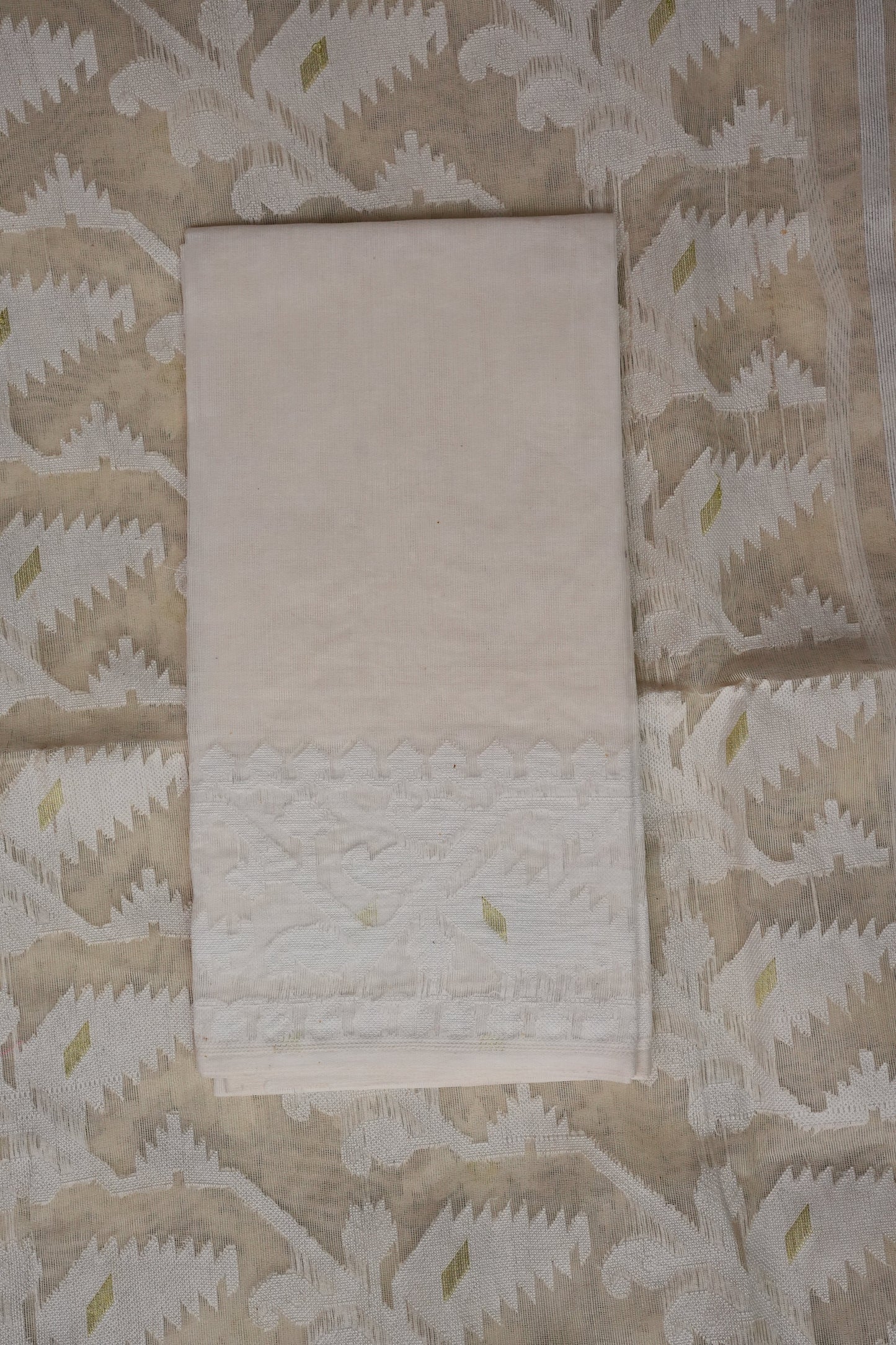 Handloom Jamdani Cotton Saree - Beige