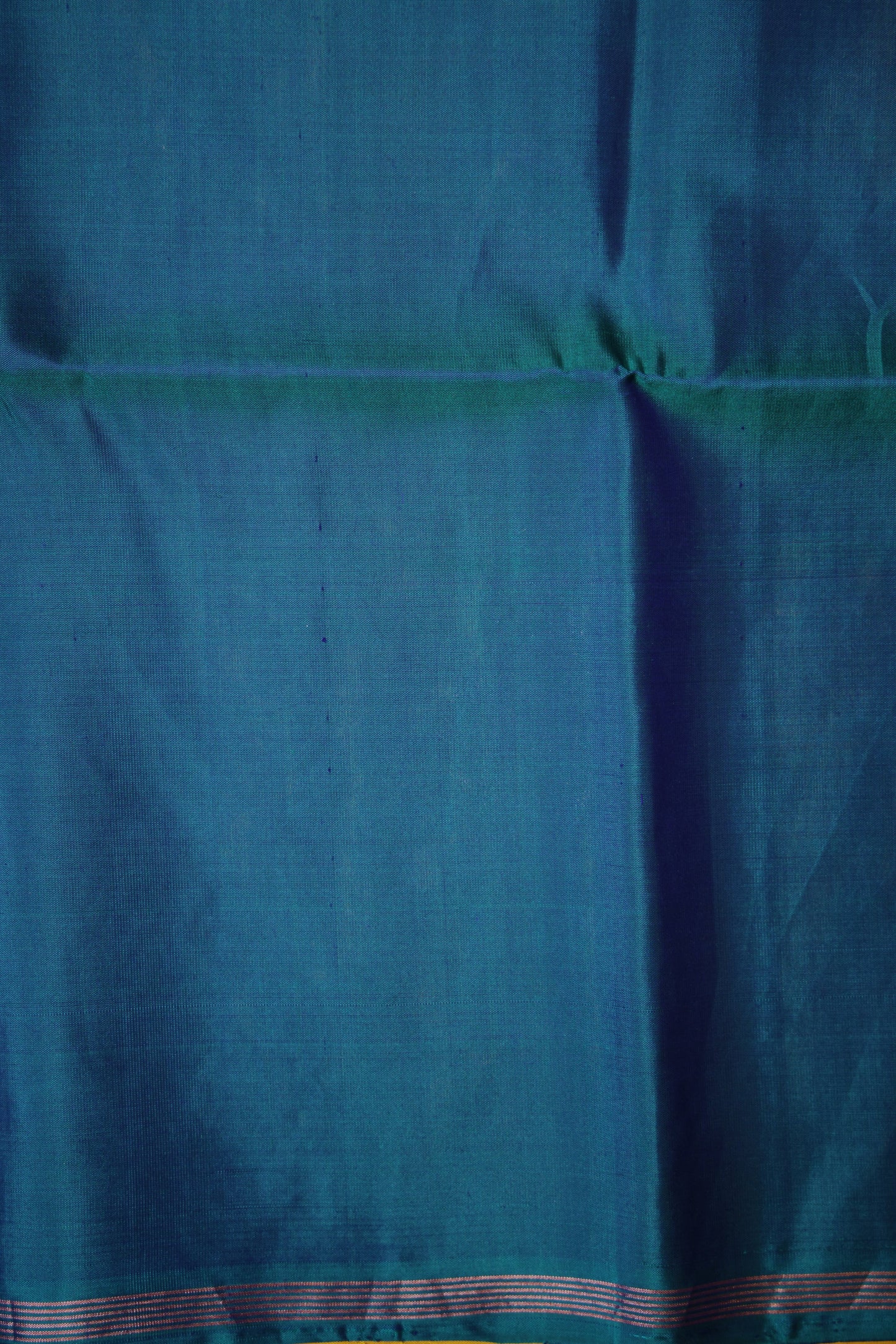 Pure Soft Silk Saree - Bright Turmeric Yellow with Teal Blue & Green