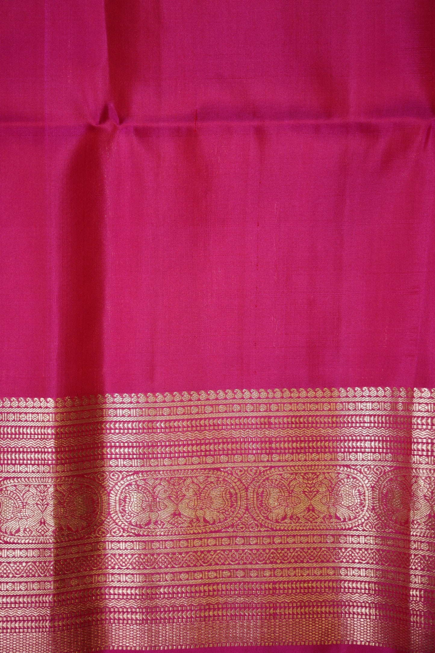 Pure Soft Silk Saree - Mustard Yellow with Hot Pink