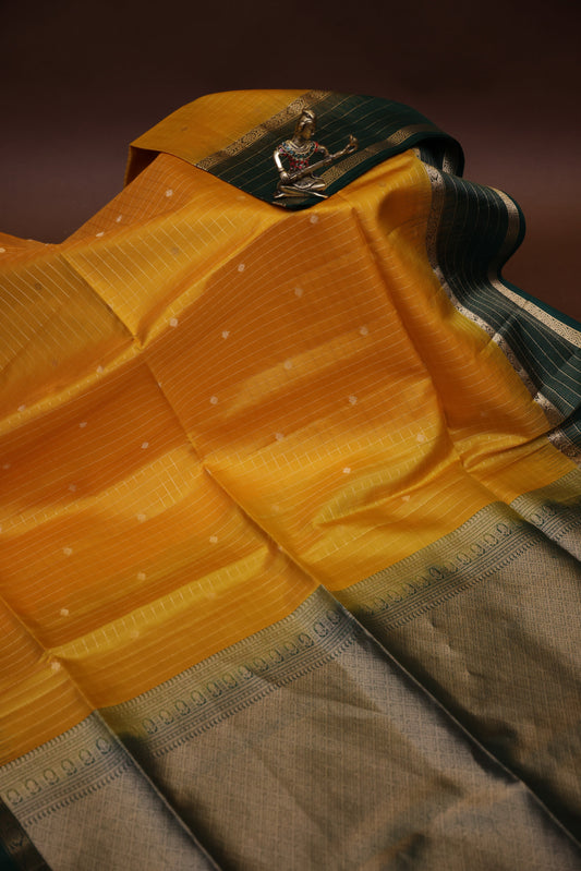 Pure Soft Silk Saree - Yellow & Green