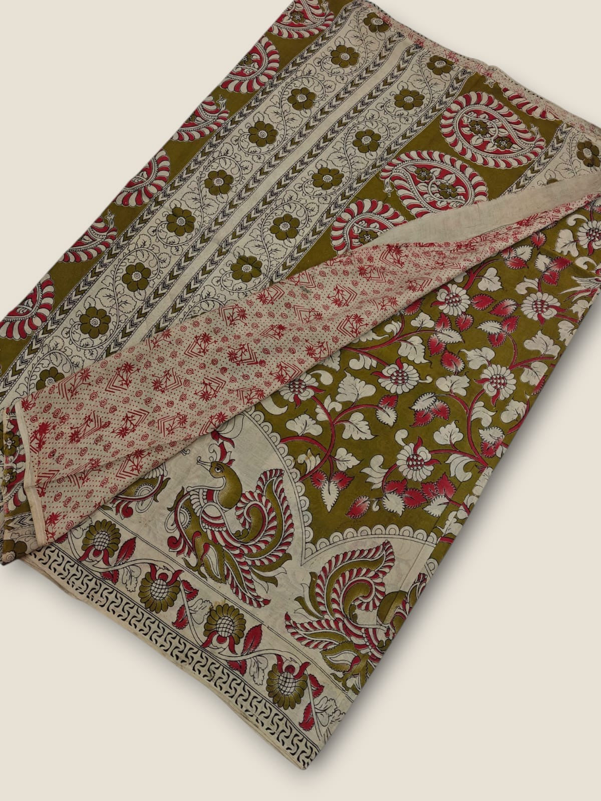 Pure Cotton Saree with Digital Kalamkari Prints – Royal Purple & Blue