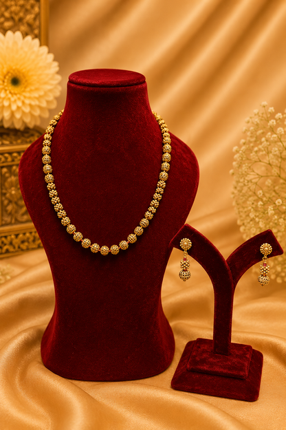 Antique Gold-Plated Beaded Necklace Set