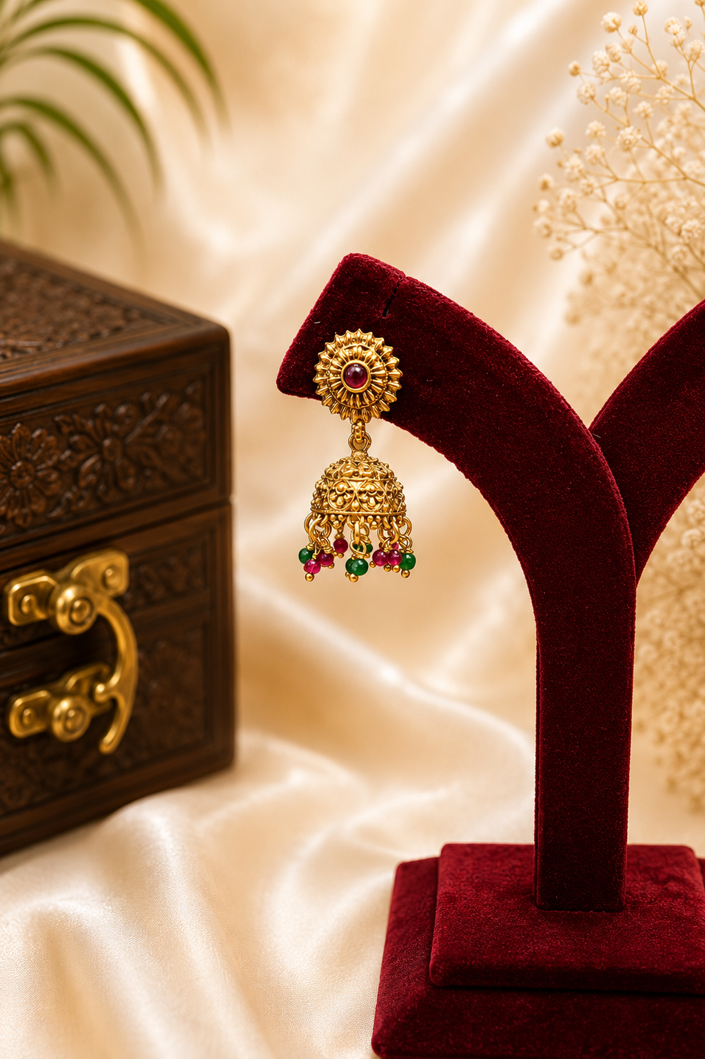 Antique Gold-Plated Long Necklace Set with Traditional Pendant