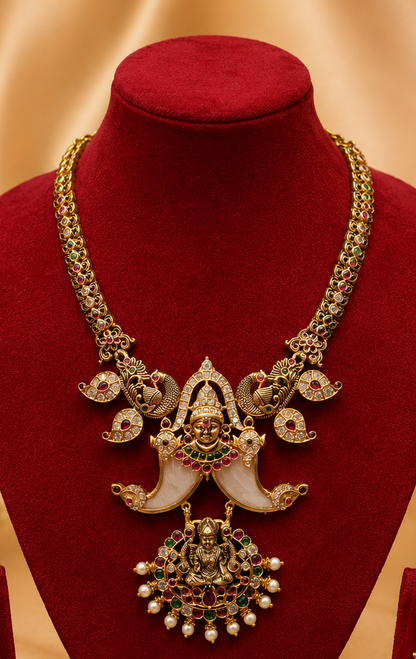 Statement Antique Lakshmi & Mango Design 1 Gram Gold Jewellery Set