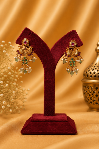 Antique Temple Long Haaram Lakshmi Jewellery Set