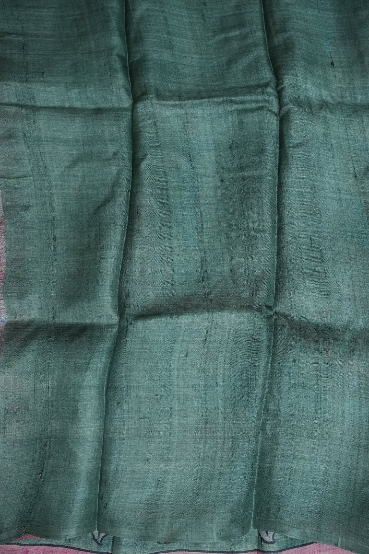 Pure Tussar Silk Saree in Pink & Aqua Blue with Hand Painted Pen Kalamkari Art | Silk Mark Certified