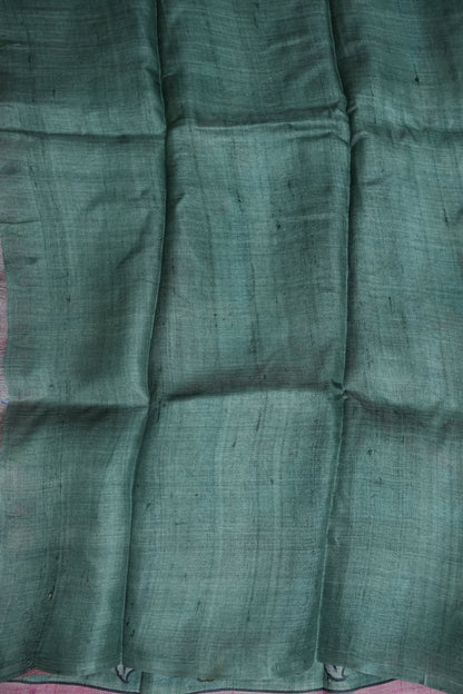 Pure Tussar Silk Saree in Pink & Aqua Blue with Hand Painted Pen Kalamkari Art | Silk Mark Certified