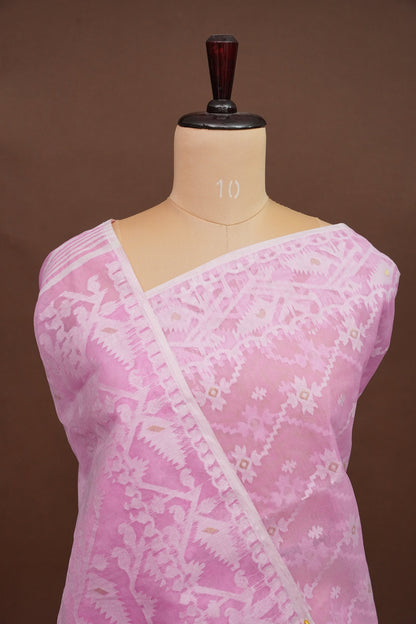 Handloom Jamdani Cotton Saree - Baby Pink