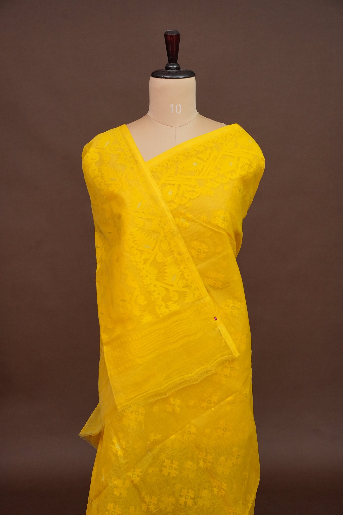 Handloom Jamdani Cotton Saree - Turmeric Yellow
