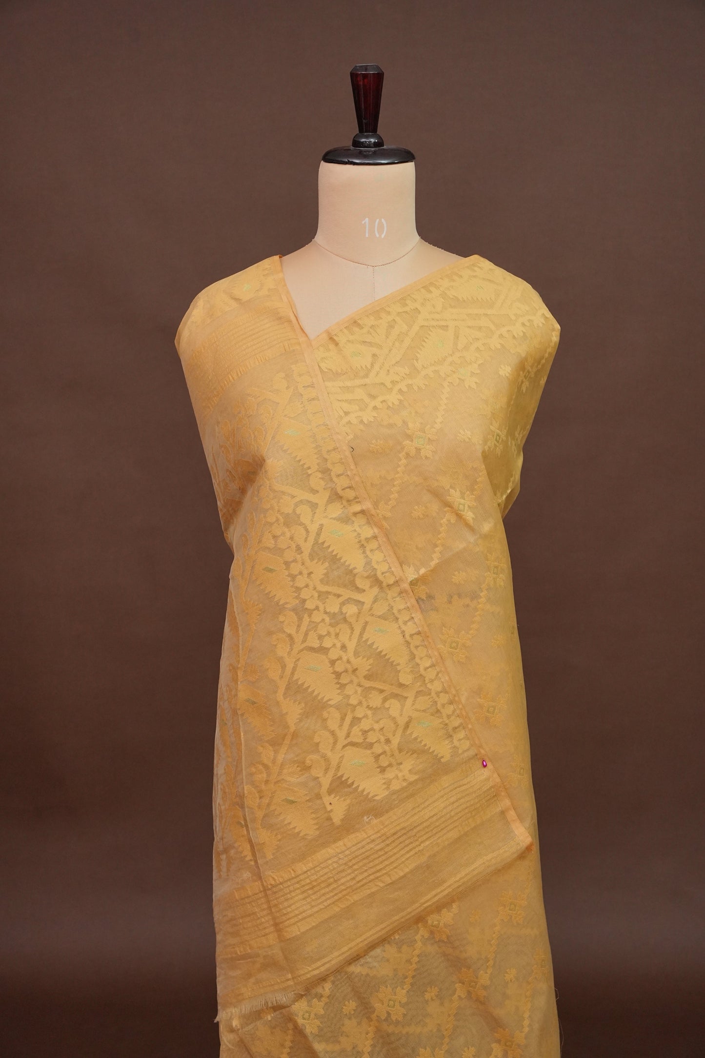 Handloom Jamdani Cotton Saree - Light Brown