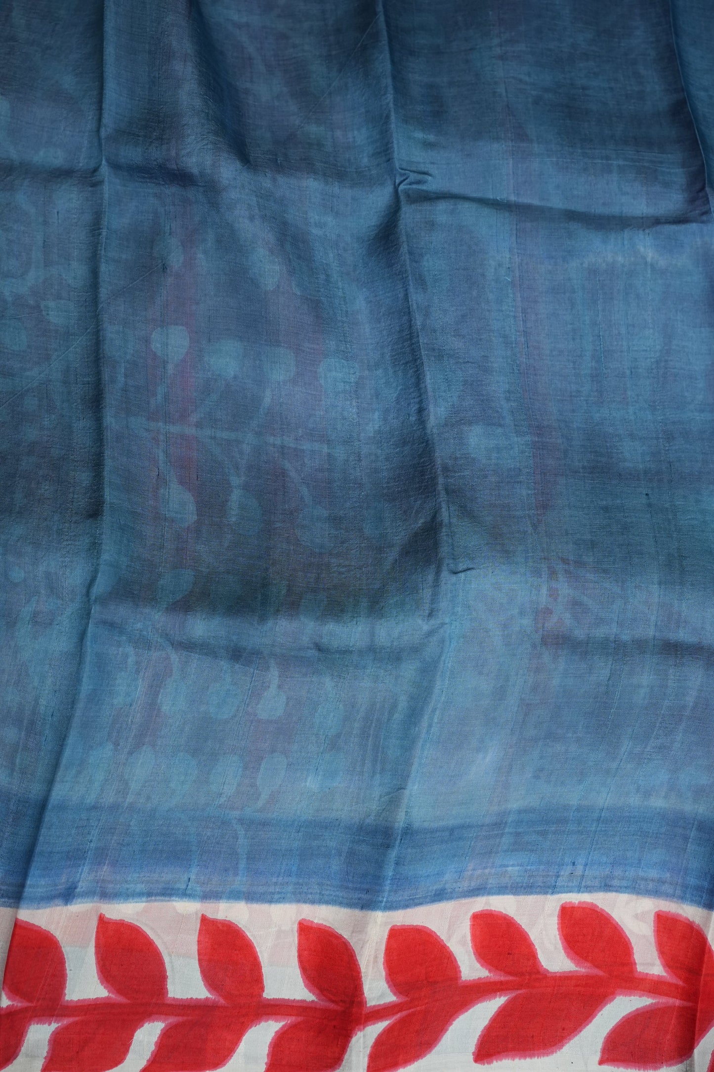 Pure Mulberry Silk Saree in Half White with Handmade Block Print | Silk Mark Certified