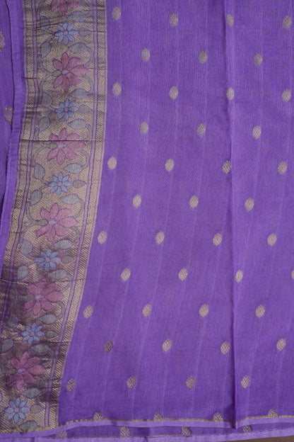 Lavender Woven Floral Tussar Georgette Saree with Zari Border