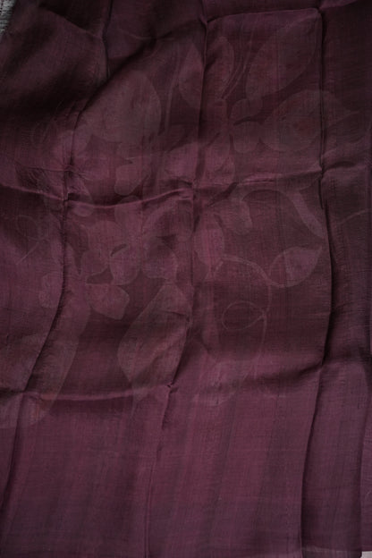 Pure Mulberry Silk Saree in Chocolate Brown with Floral Batik Print | Silk Mark Certified