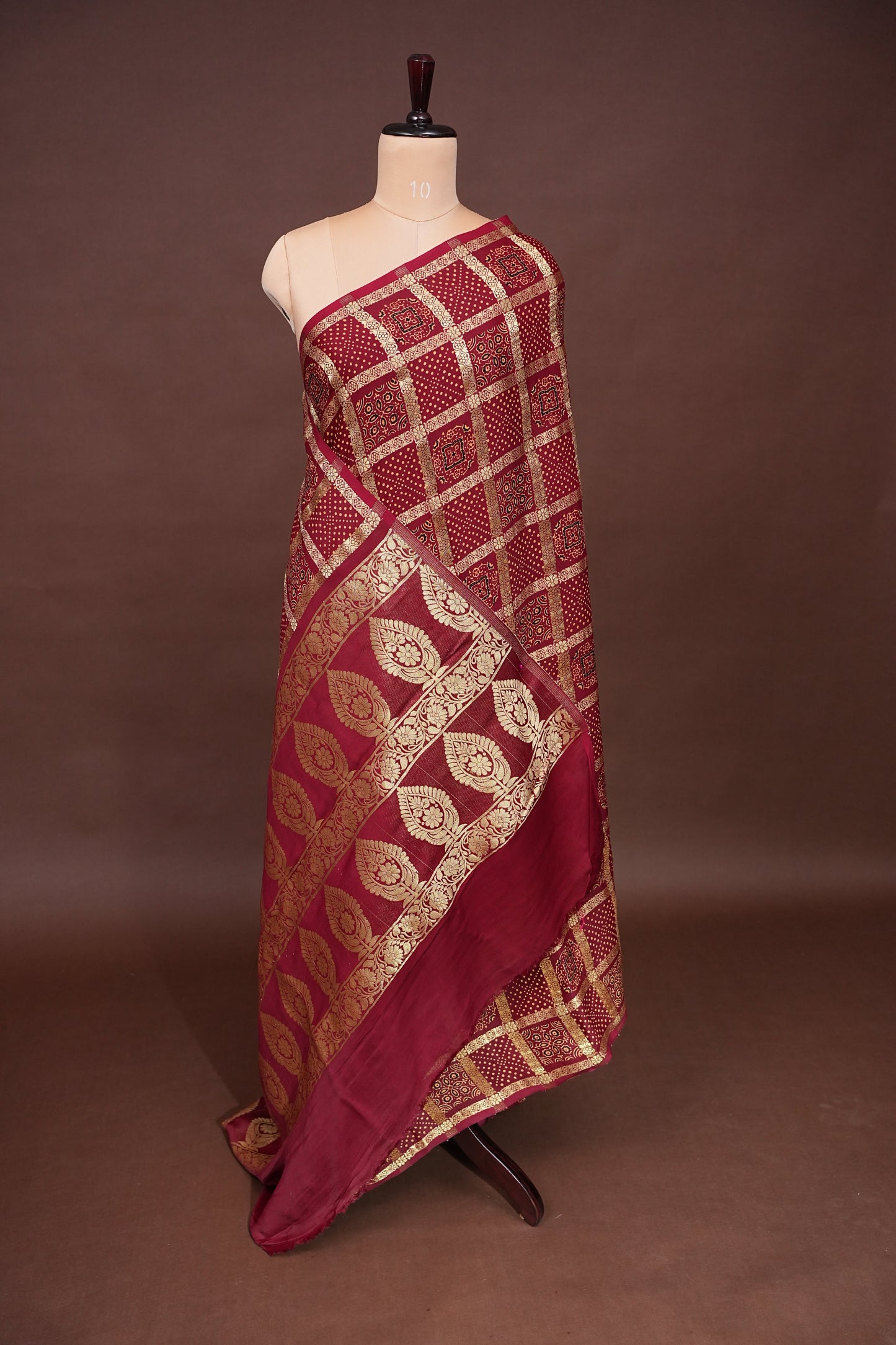 Bandhini Garchola Modal Silk Saree - Dark Maroon