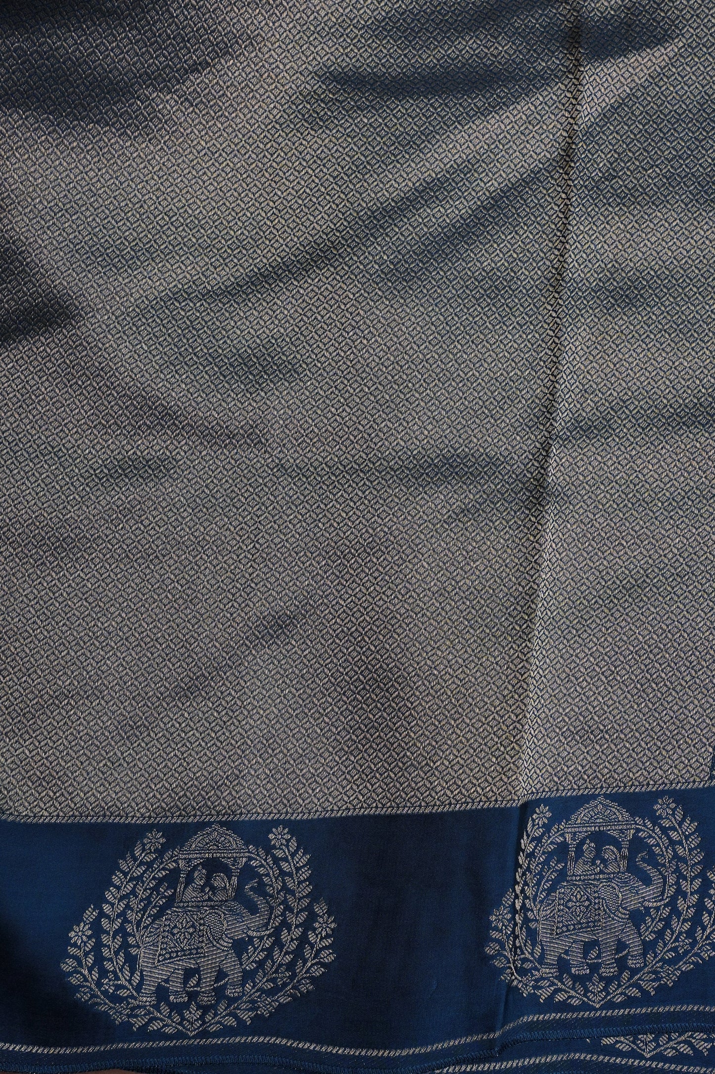Peacock Blue Soft Banarasi Silk Saree with Traditional Elephant Motifs