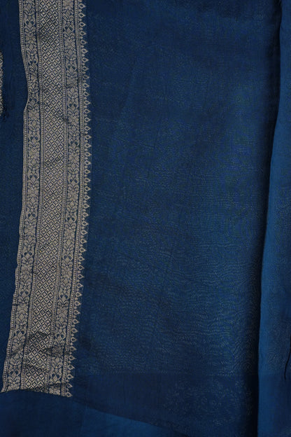 Peacock Blue Soft Banarasi Silk Saree with Traditional Elephant Motifs