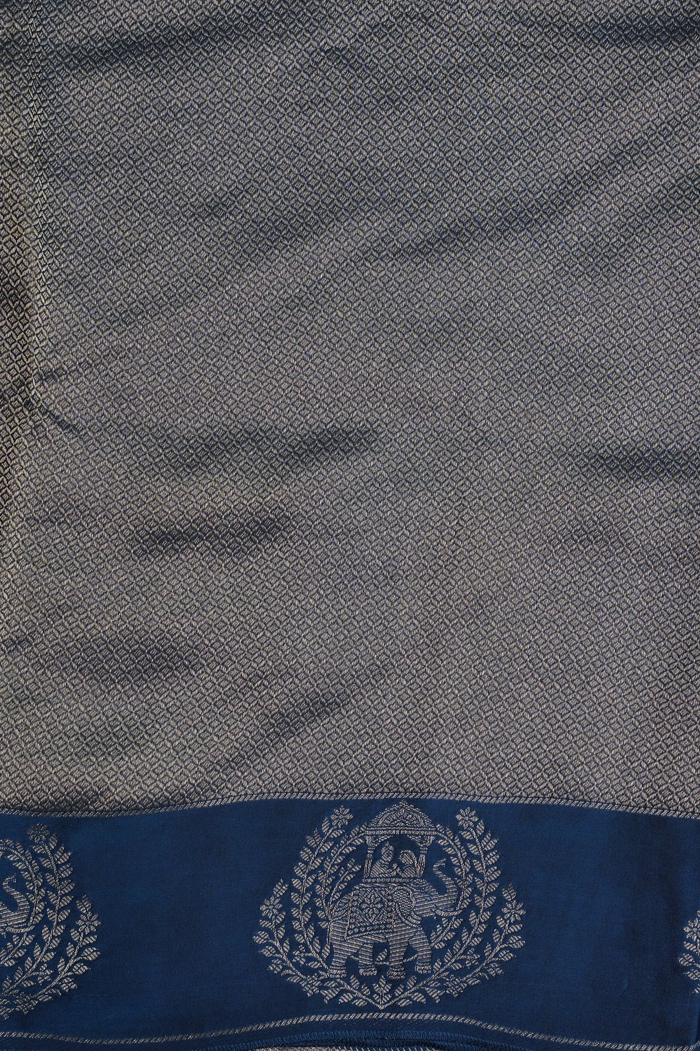 Peacock Blue Soft Banarasi Silk Saree with Traditional Elephant Motifs