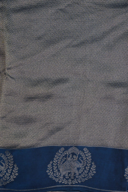 Peacock Blue Soft Banarasi Silk Saree with Traditional Elephant Motifs