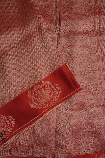 Burnt Orange Soft Banarasi Silk Saree with Traditional Elephant Motifs