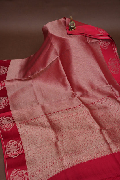 Royal Rani Pink Handwoven Banarasi Silk Saree with Elephant Motif Border