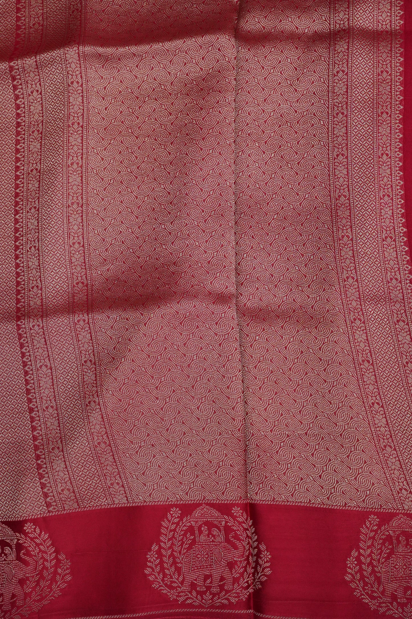 Royal Rani Pink Handwoven Banarasi Silk Saree with Elephant Motif Border