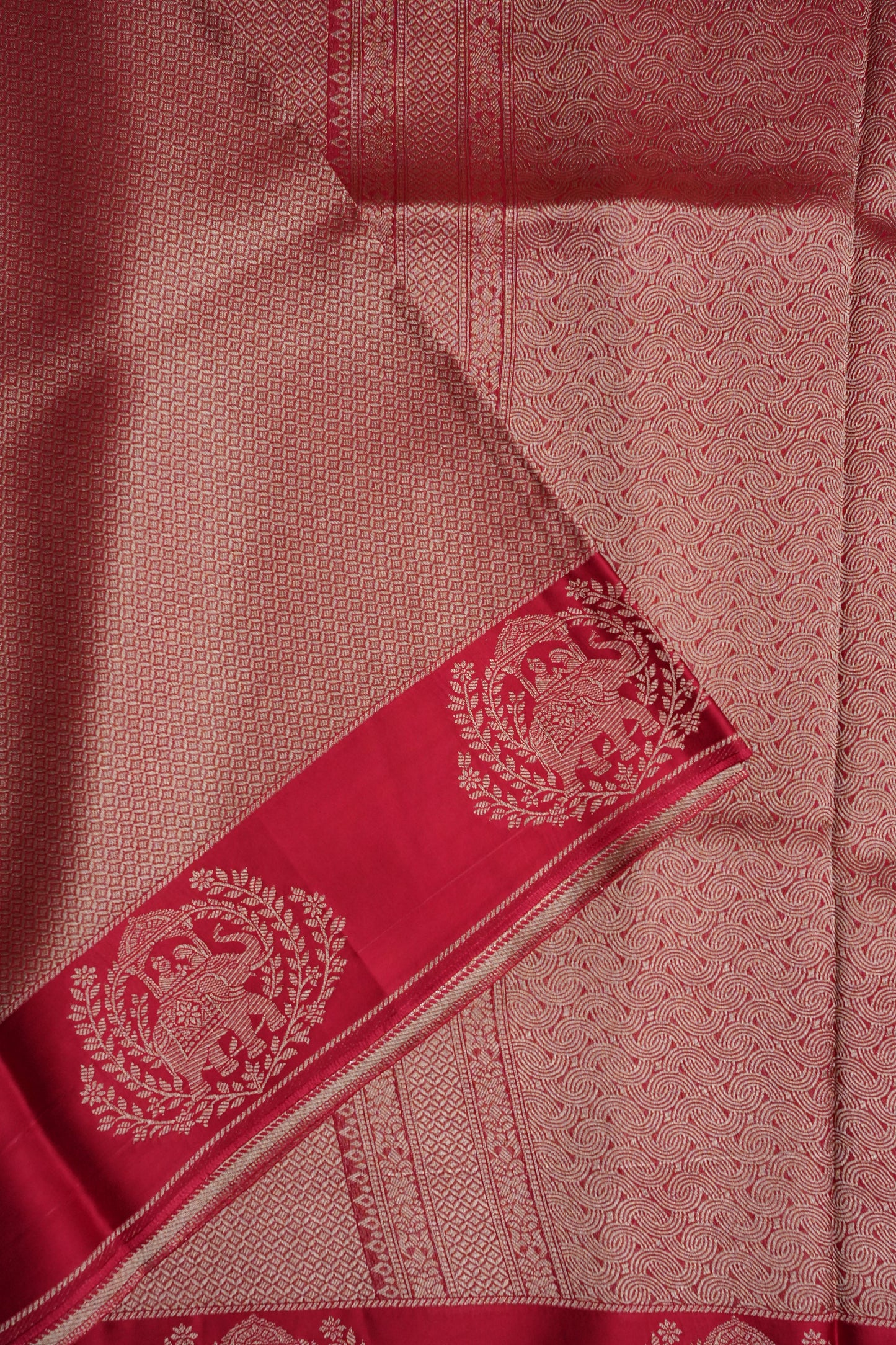 Royal Rani Pink Handwoven Banarasi Silk Saree with Elephant Motif Border