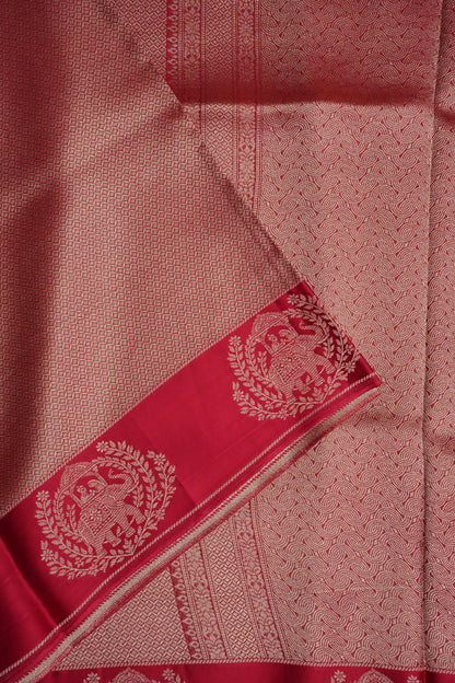 Royal Rani Pink Handwoven Banarasi Silk Saree with Elephant Motif Border