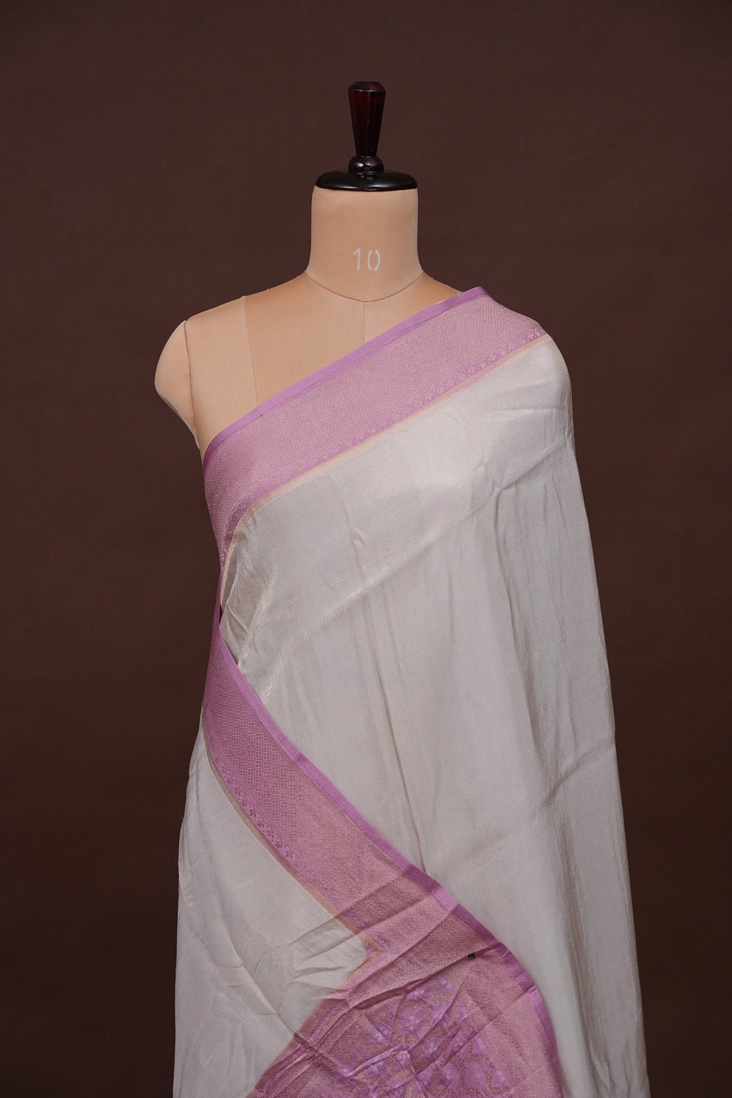 Kashmiri Pashmina Mellow Tissue Banarasi Saree - Ivory & Baby PInk