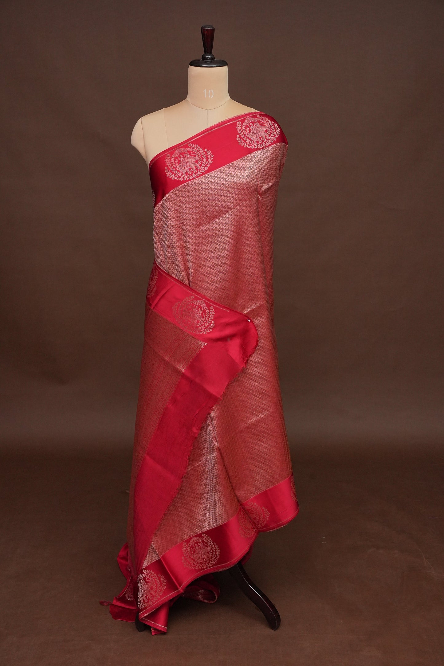 Royal Rani Pink Handwoven Banarasi Silk Saree with Elephant Motif Border