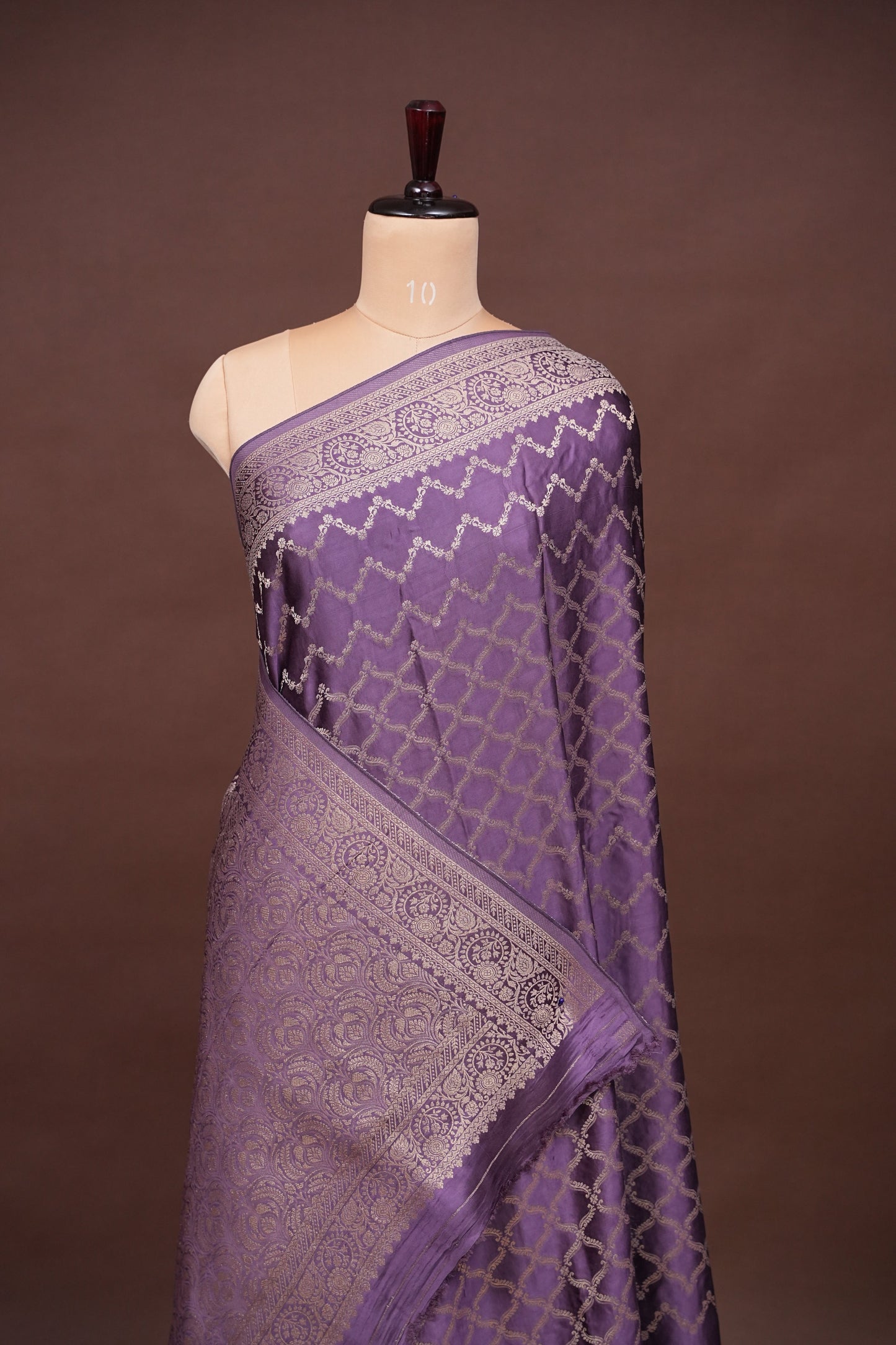 Geometric Mashru Silk Saree - Lilac