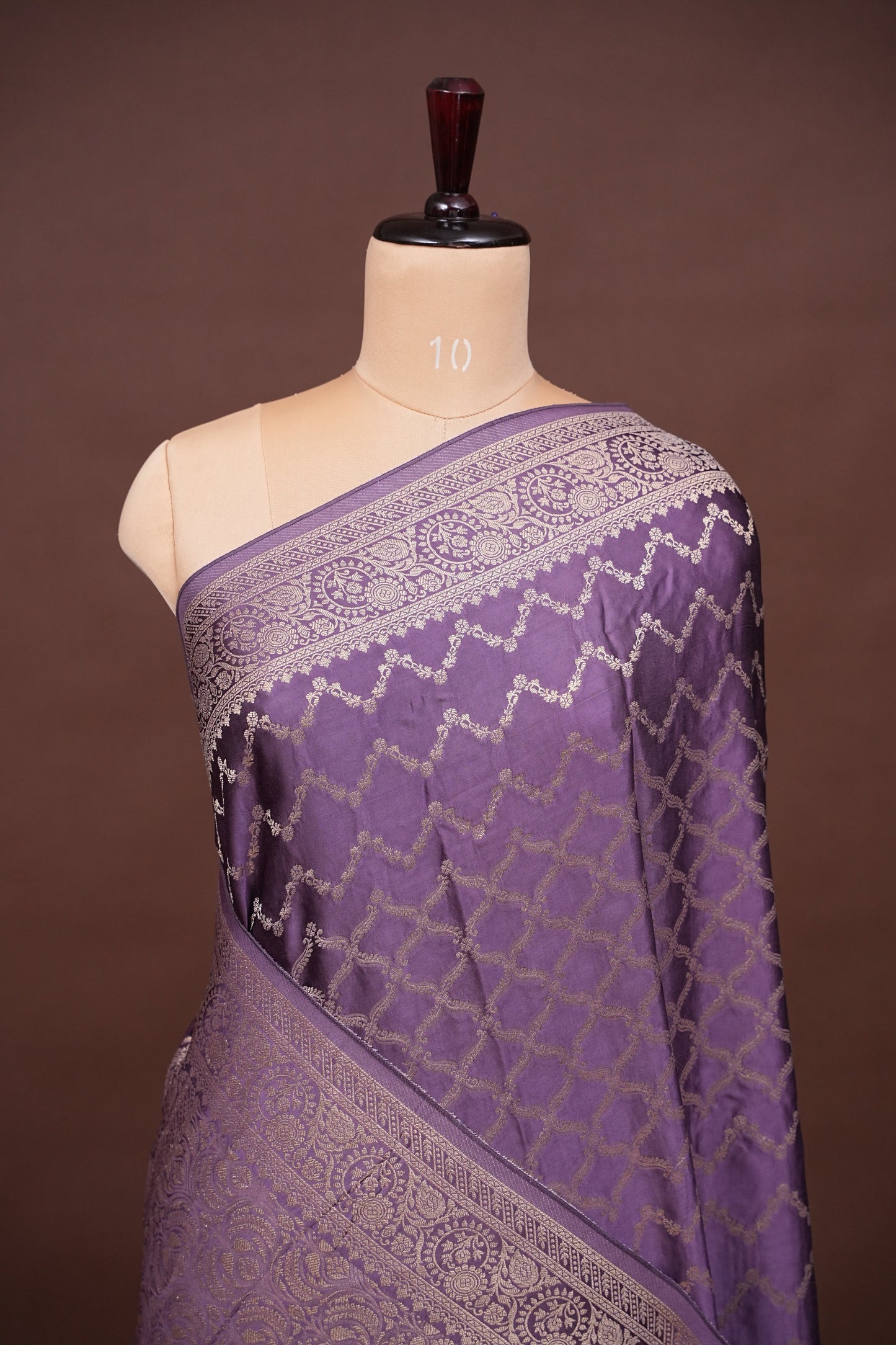 Geometric Mashru Silk Saree - Lilac