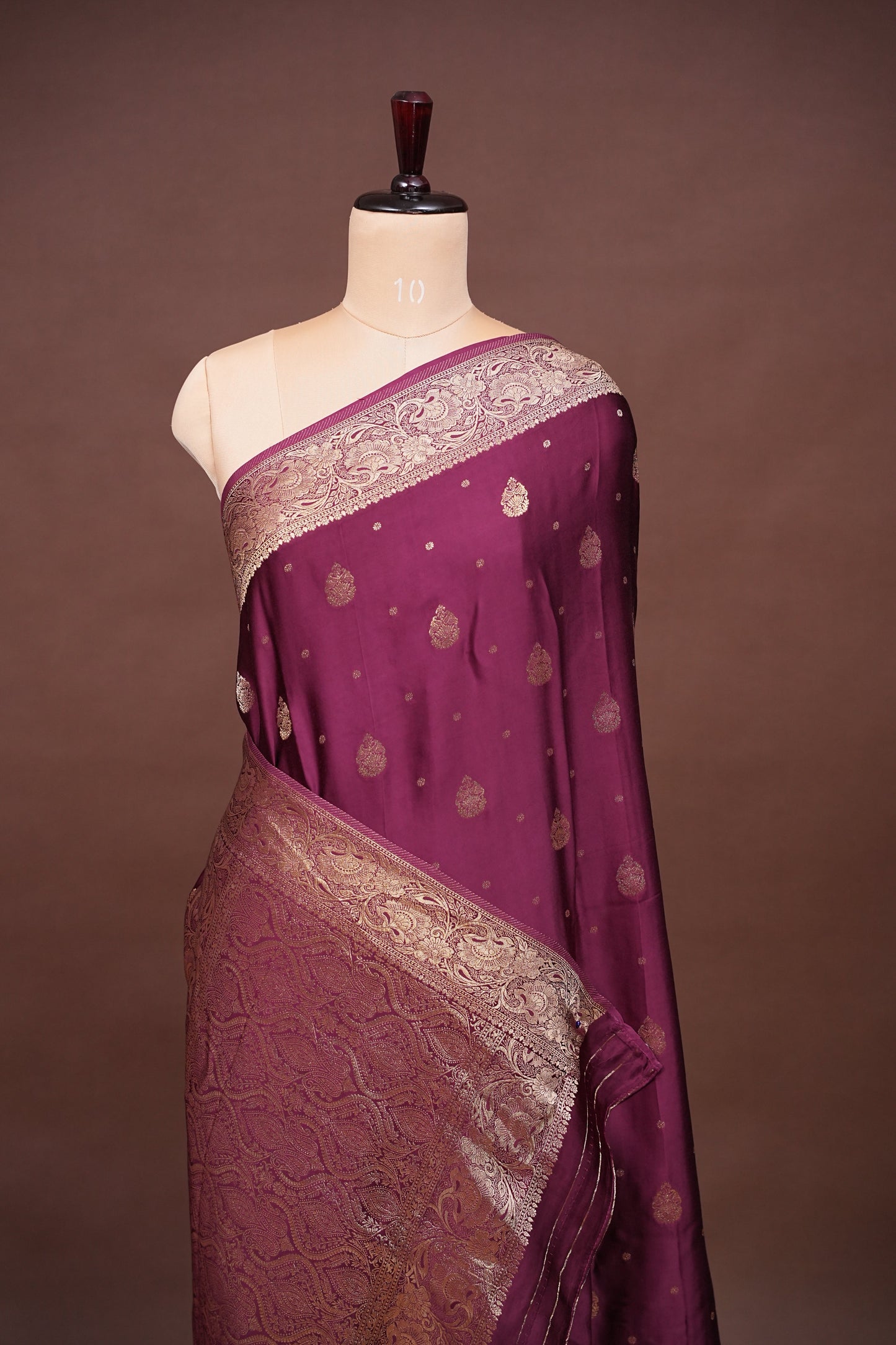 Banarasi Mashru Silk Saree - Burgandy