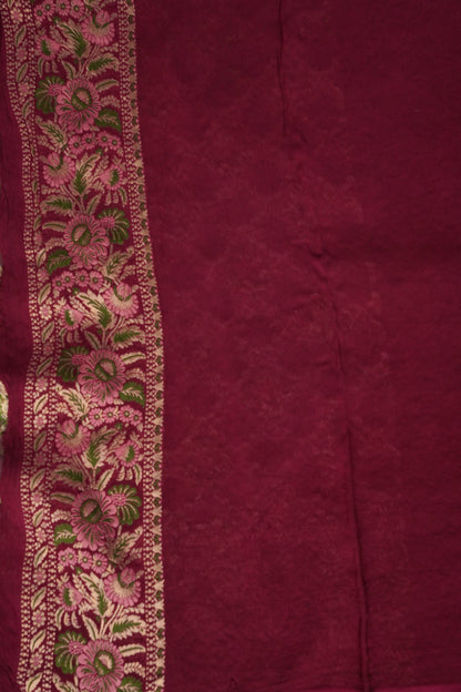 Banarasi Georgette Silk Saree - Nude & Maroon